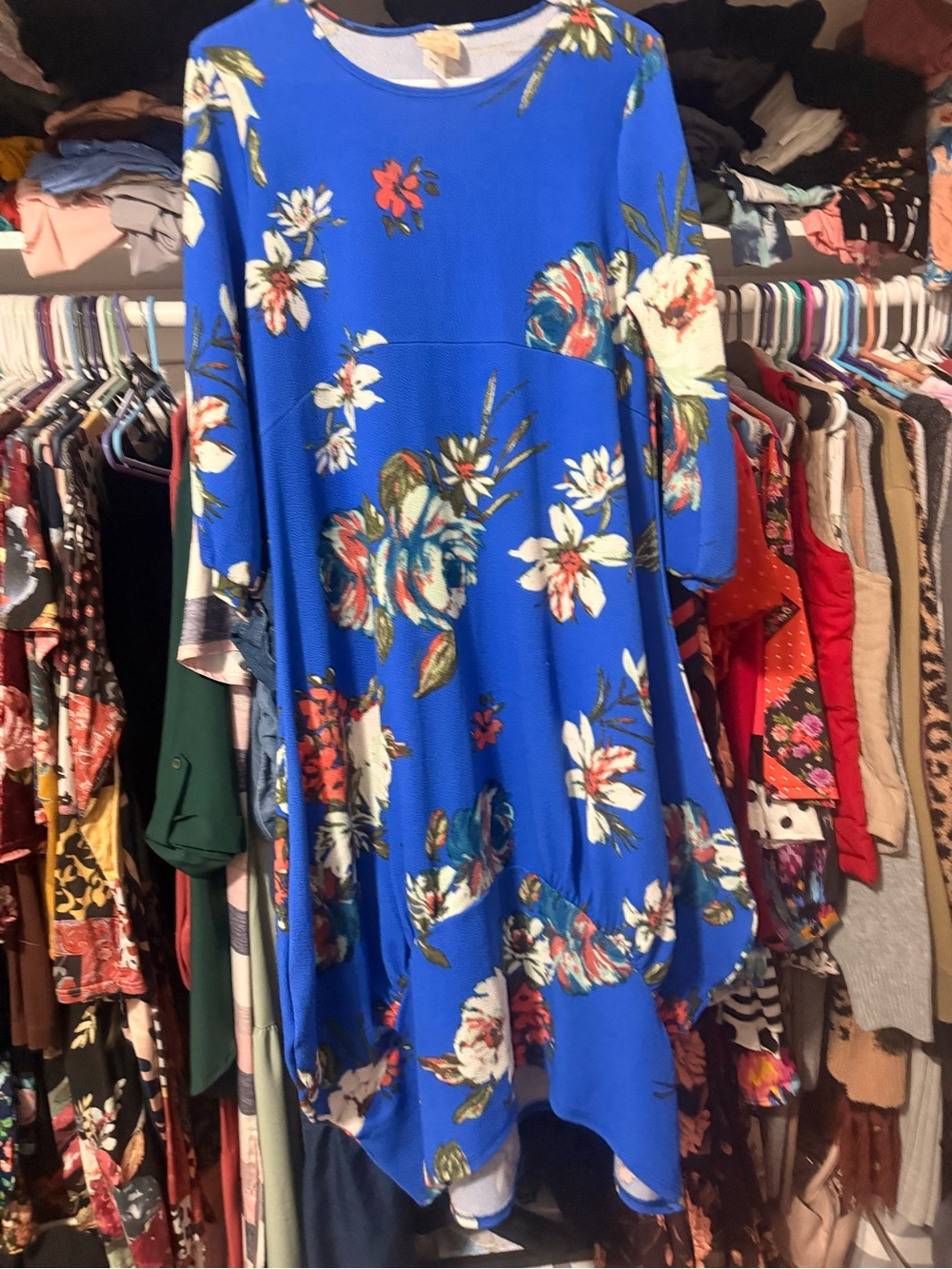 Blue Floral Swing Dress - Women's